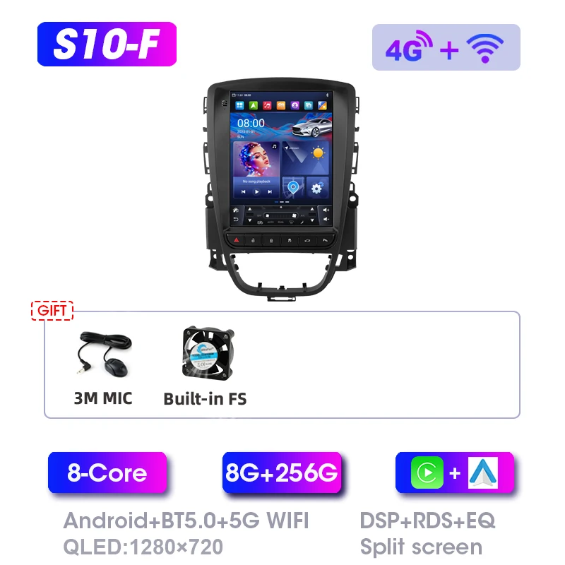 Srnubi 2 Din Android Autoradio Multimedia Video Player Voor Opel Astra J Vauxhall Buick Verano 2009-2015 4G Draadloze Carplay