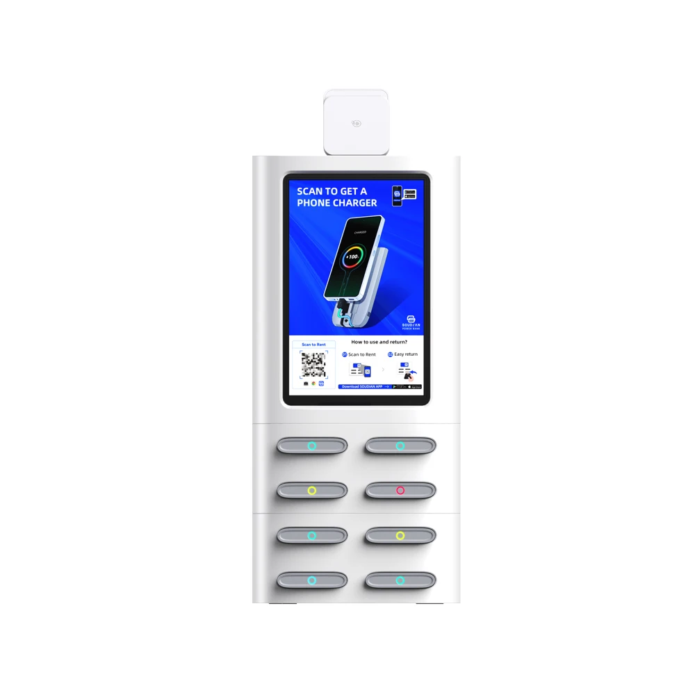 

High-Capacity 8-Slot LED Display Portable POS Machine Fast Charging Rental Power Bank Station Charging Kiosk for USA