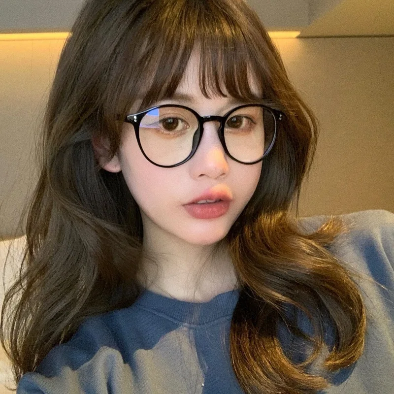 TR90 Cute Round Glasses Frame Girl Ins No Makeup Plain Glasses Men Eyewear Cute Decorative Computer Glasses