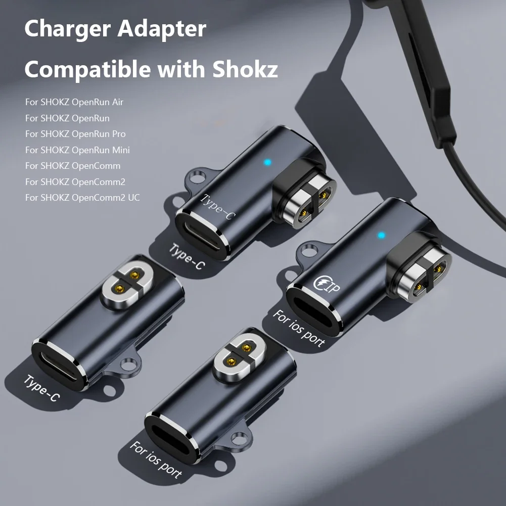 Magnetic Charger USB C Charging Adapter 90 Degree Bending Headphones Charger Adapter Converter for SHOKZ OpenRun Air/Pro/Mini view 2
