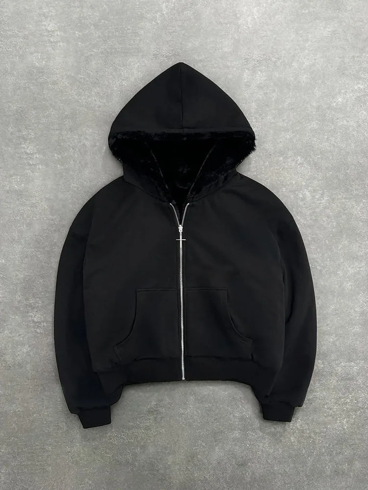 2025 feminino retro leopardo zip hoodie dupla face impressão gráfica oversized streetwear solto ajuste outono inverno pulôver ousado