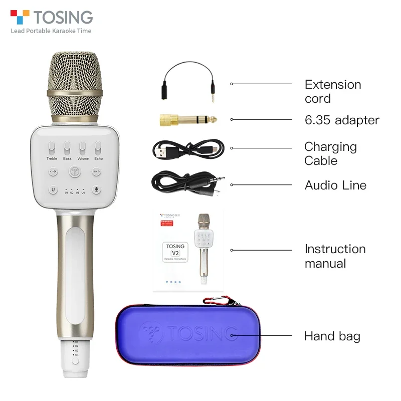 ميكروفون مكثف TOSING V2 ميكروفون احترافي لتسجيل استوديو الصوت لحفلات الكاريوكي المنزلية