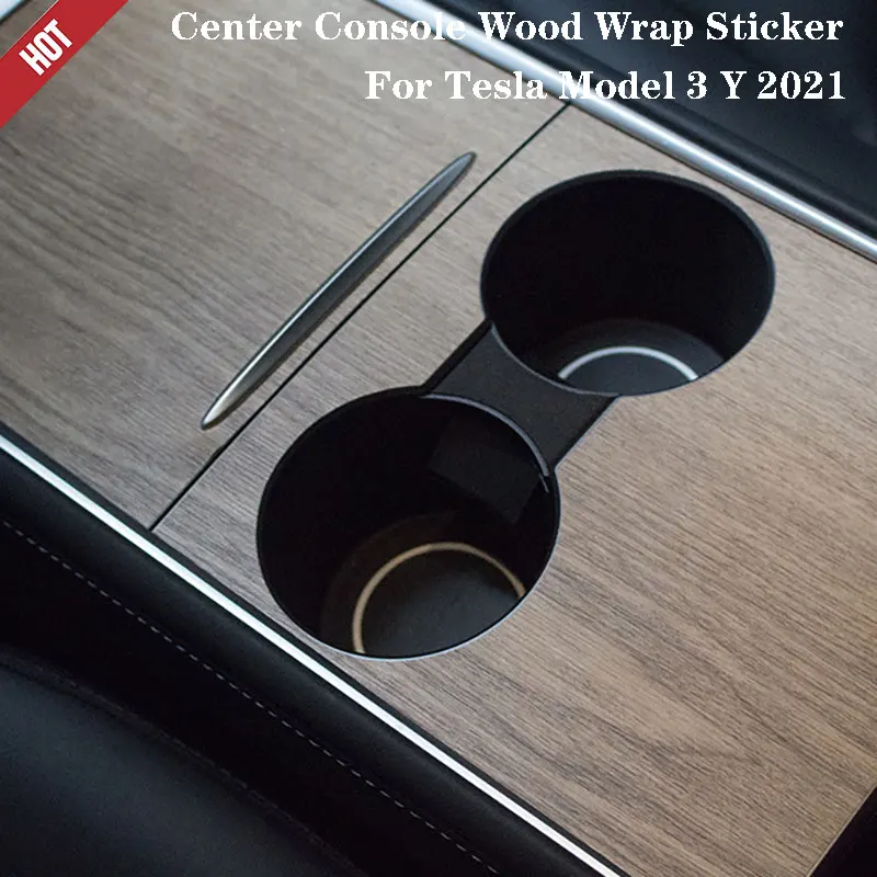 

Car Central Control Panel Sticker For Tesla Model 3 Y Center Console Accessories Model Y Interior Film Wood Grain 21-23