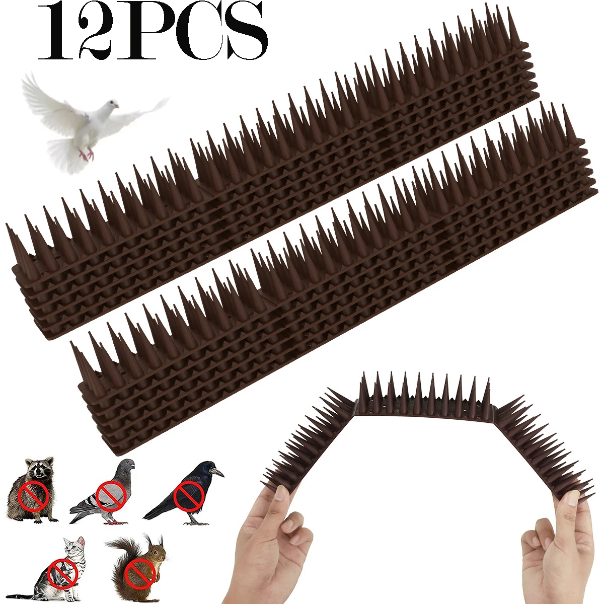 

12Pcs Fence Wall Spikes Bird Deterrent Spikes Plastic Anti Climb Cat Animal Repellent for Protect Garden Security
