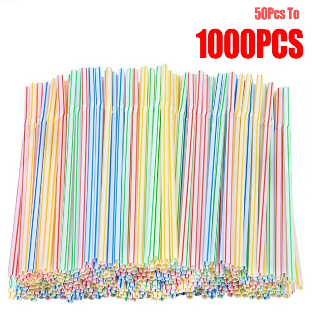 50-1000Pcs Drinking Straws Colorful & Black rietjes Flexible Wedding Party Supplies Drinking Straws Kitchen Wholesale