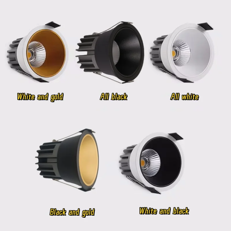 Ściemniany Led typu Downlight wbudowana lampa sufitowa reflektor aluminiowy oświetlenie COB Led 7 w10w12w15w18w20w24w AC110V 220V dom biurowy