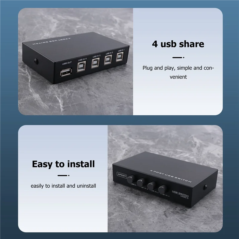 أحدث طابعة صغيرة 4 منافذ USB الماسح الضوئي مشاركة مشاركة التبديل صندوق الفاصل Hub-ABIU