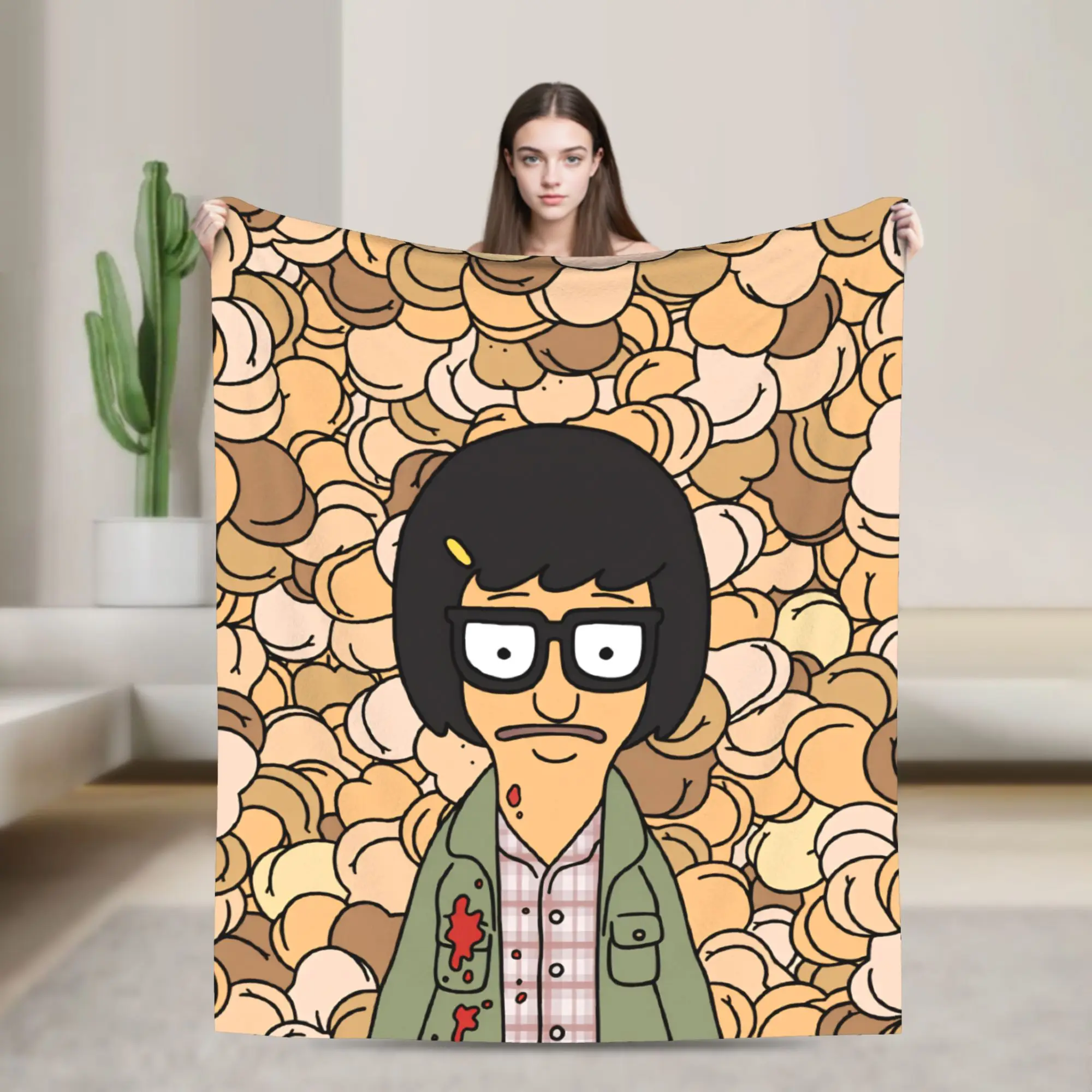 Anime Bobs Funny B-Burgers Blanket Movie Picnic Flannel Bedding Throws For Outdoor Warm Soft Custom DIY Quality Bedspread Gift