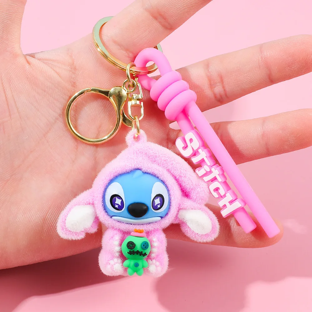 Kawaii Zubehör Stitch Plüschtier Lilo&Stitch Schlüsselanhänger Schlüsselanhänger Puppe essen etwas vor dem Schlaf Serie Rucksack Anhänger Mädchen