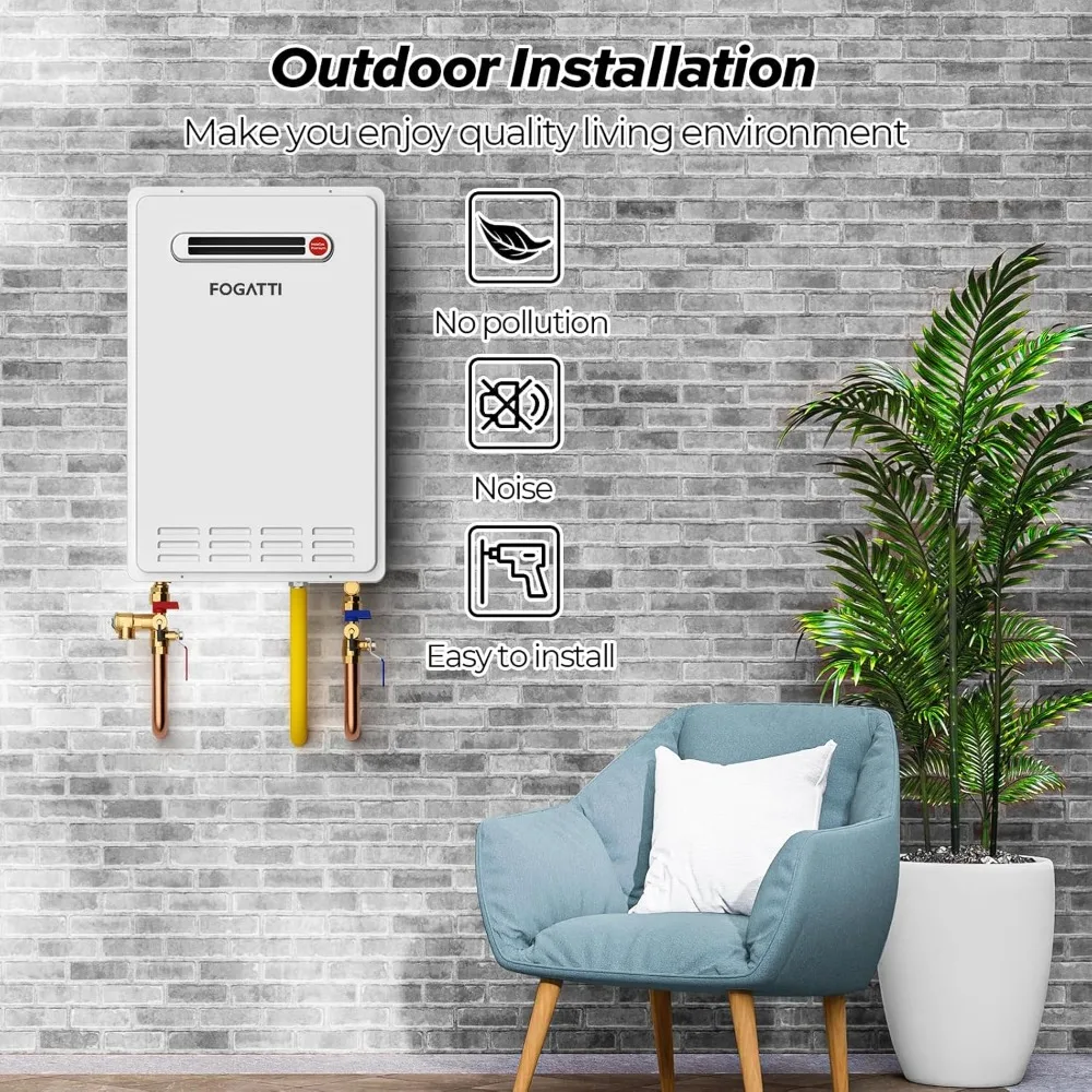 Propane Gas Tankless Water Heater - Outdoor Installation 8.1 GPM, 180,000 BTU White Instant Hot Water Heater