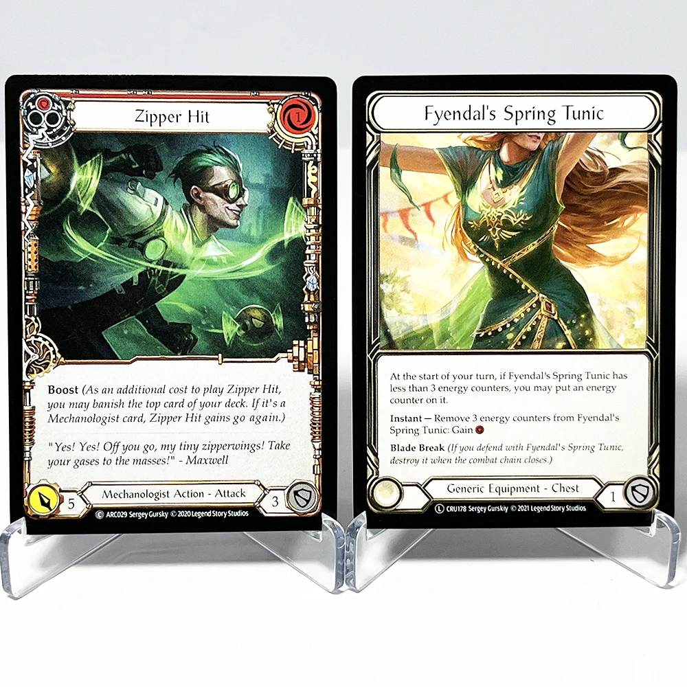 Tarjeta PROXY Flesh and Blood, Tarjetas Regulares, Zipper Hit, Fyendal's Spring Tunic, Tarjeta de Juego de Entretenimiento, Tarjeta Coleccionable TCG, Regalo
