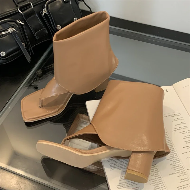 

Eilyken/Новые модные женские ботинки на квадратном низком каблуке с застежкой на носок, летние лаконичные вечерние платья, шлепанцы, женская обувь