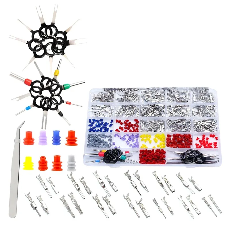 

Automotive Car Electrical 729Pcs Connector Pins Crimped Terminal Pin Wire Seals Removal Tool Kit 1-3.5Mm Male& Female