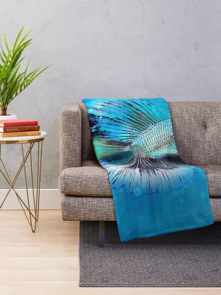 Blue Betta Fish Throw Blanket Plaid Thins Fashion Sofas Blankets