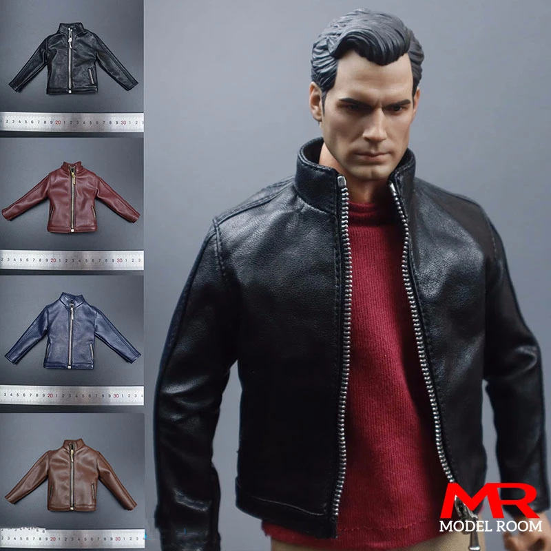 1/6 Scale Male Zipper Jacket Imitation Leather Agent Coat Clothes Model Fit 12'' Soldier Standard Normal Action Figure Body Doll