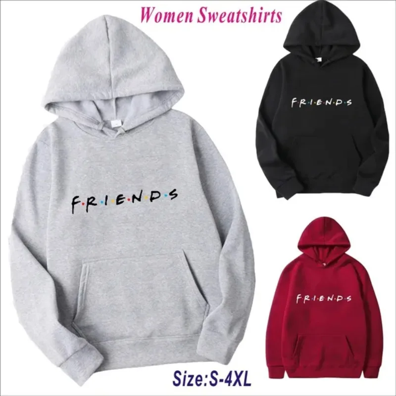 2023 Winter Long Sleeve Women Hoodies Friends TV Show Casual Sweatshirt Coat Jacket Pullover Street  Polyester Streetwear Tops