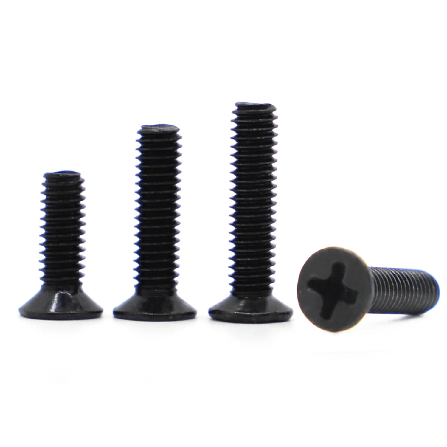 

M1 M1.2 M1.4 M1.6 M2 M2.5 M3 M3.5 M4 M5 GB819 Mini Small Micro Black Steel Cross Phillips Flat Countersunk Head Screw Bolt