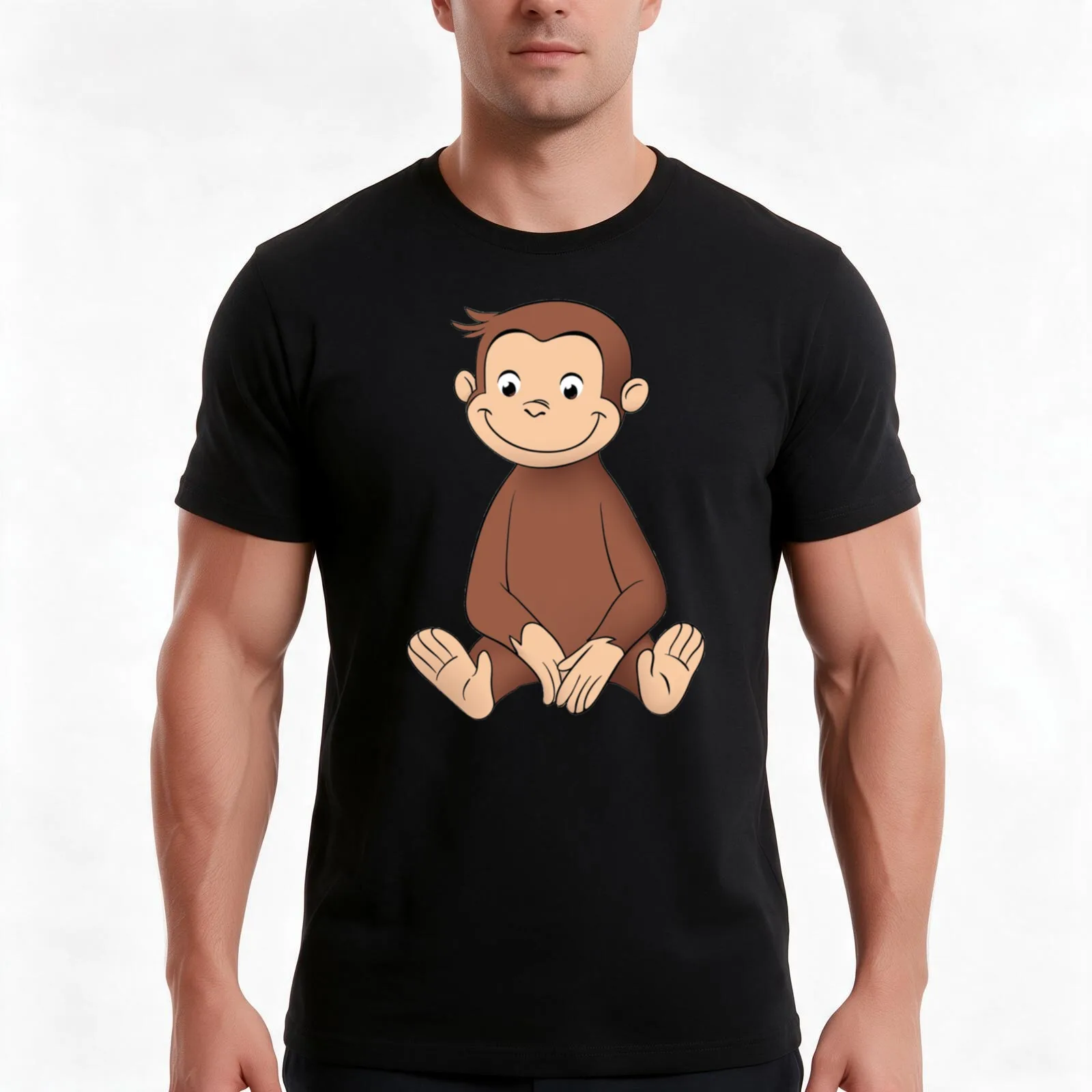 Curious George 5 T-Shirt Summer Casual Cotton Tee Oversized Streetwear Tops Vintage Graphic Print Loose Fit Short Sleeve