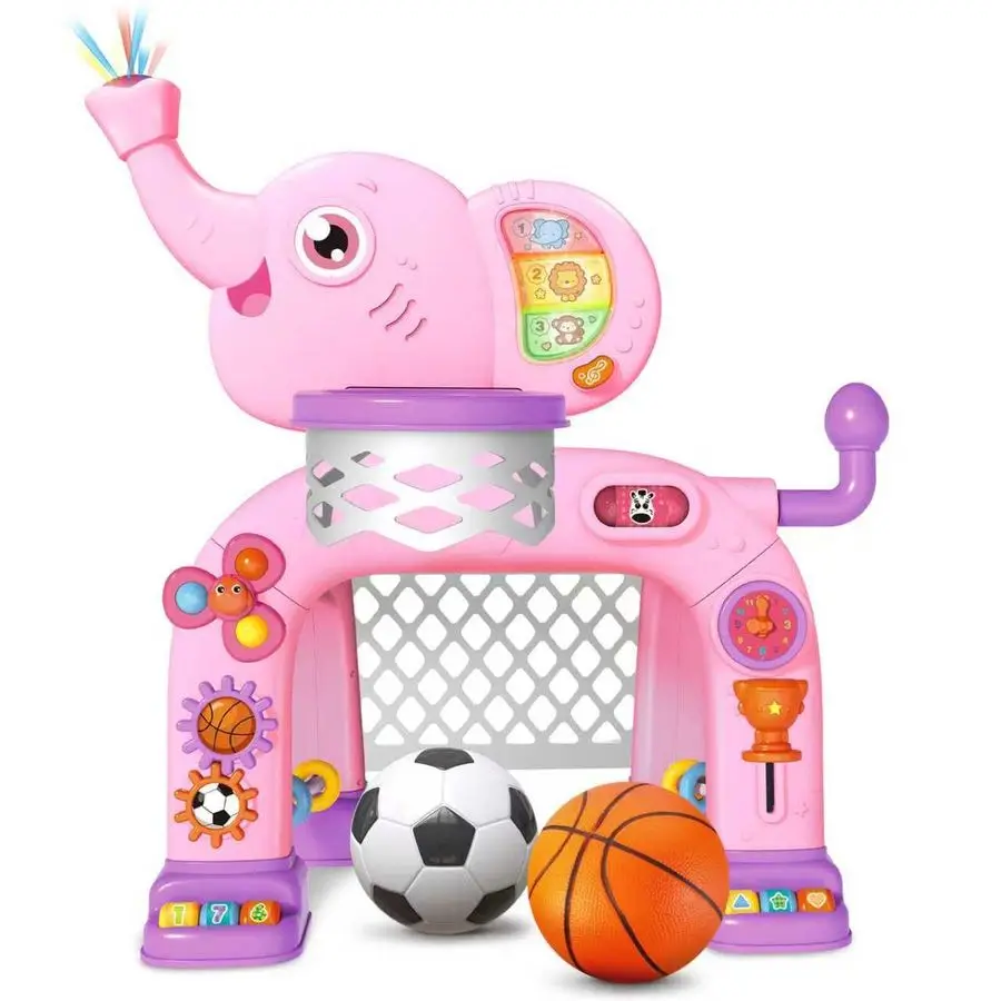 

Toddler Basketball Hoop amp Soccer Goal Activity Center Toys with Light amp Music,Elephant Toddlers Musical Toys Gift, Baby amp