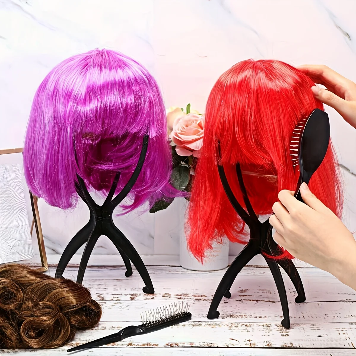 1/3pcs Portable Wig Holders Travel Wigs Stand Foldable Hat Storage Rack for Stable Wig Making & Styling Tool Hat Dryer Organizer
