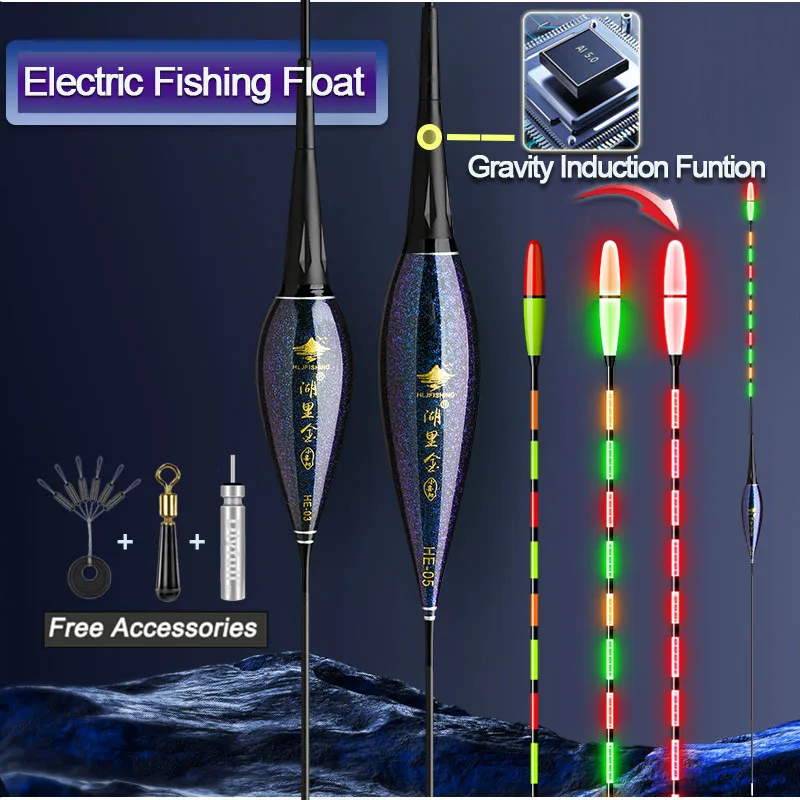 2024 New Fishing Float Gravity Sensor Electric Floaters Smart IC Build-in Fish Bites Antenna Change Color LED Luminous Bobbers