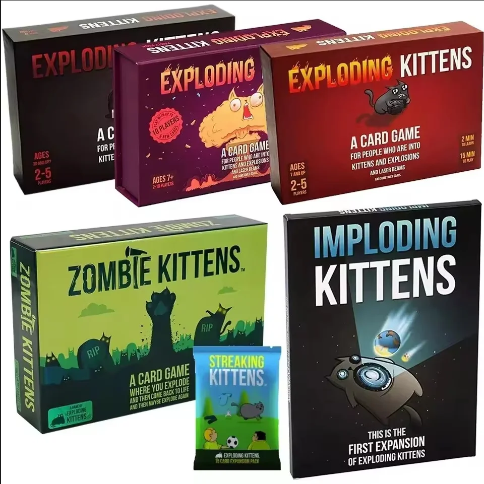 Exploding Kittens 4 in 1 Set Family Party Board Game Fun Adult Kids Toy Cards Game Suitable For Holiday Gift