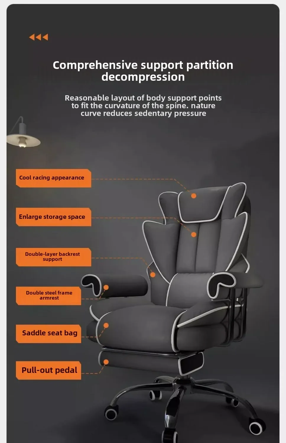 Gaming Chair Boys Comfortable Sedentary Home Computer Game Sofa Office Study Backrest Reclining