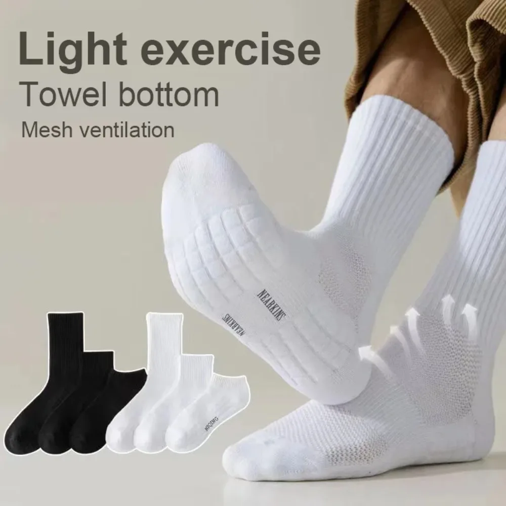 ¡EN OFERTA! ! 1 Par de Calcetines de Invierno para Hombre, Forrados de Terciopelo de Algodón, de Tubo Medio, Desodorantes, con Base de Toalla Engrosada, Deportivos, de Baloncesto, Blancos
