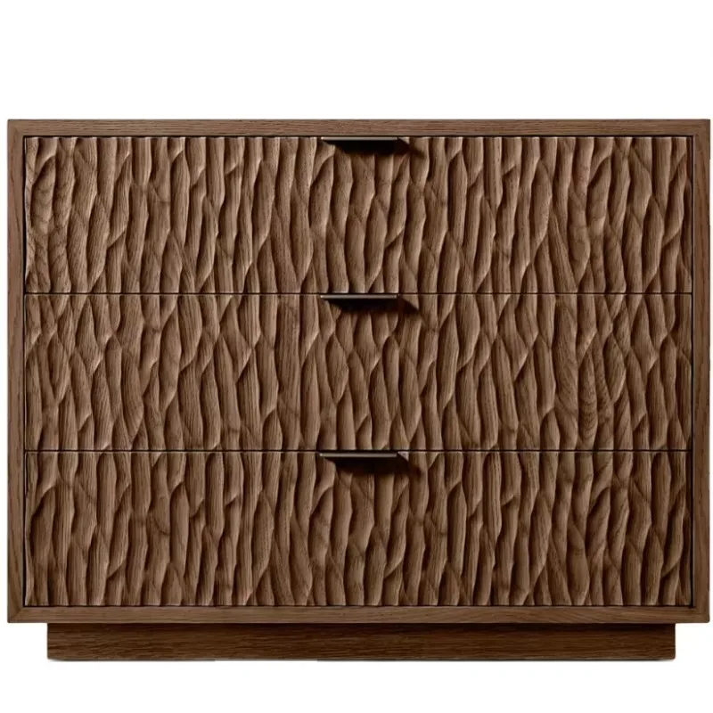 

The style solid wood high-end luxury 3-drawer bedside table is a very luxurious bedside table.