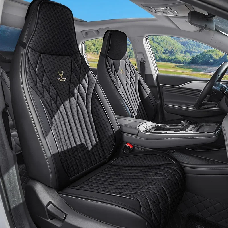 All-Season Single Front Seat Cushion Cover for Tesla BYD - Durable Protection for One-Piece Integrated Headrest Seats