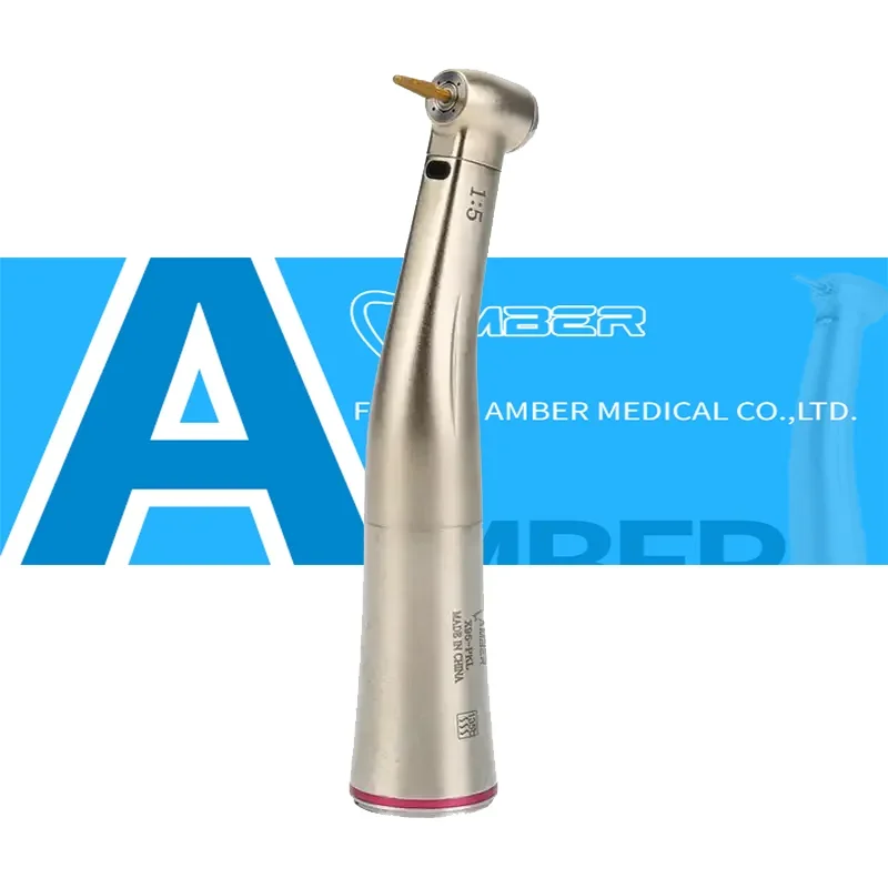 Increasing Speed 1:5 Push Button Internal Spray Fiber Optical Contra Angle Teeth Dentals Handpiece