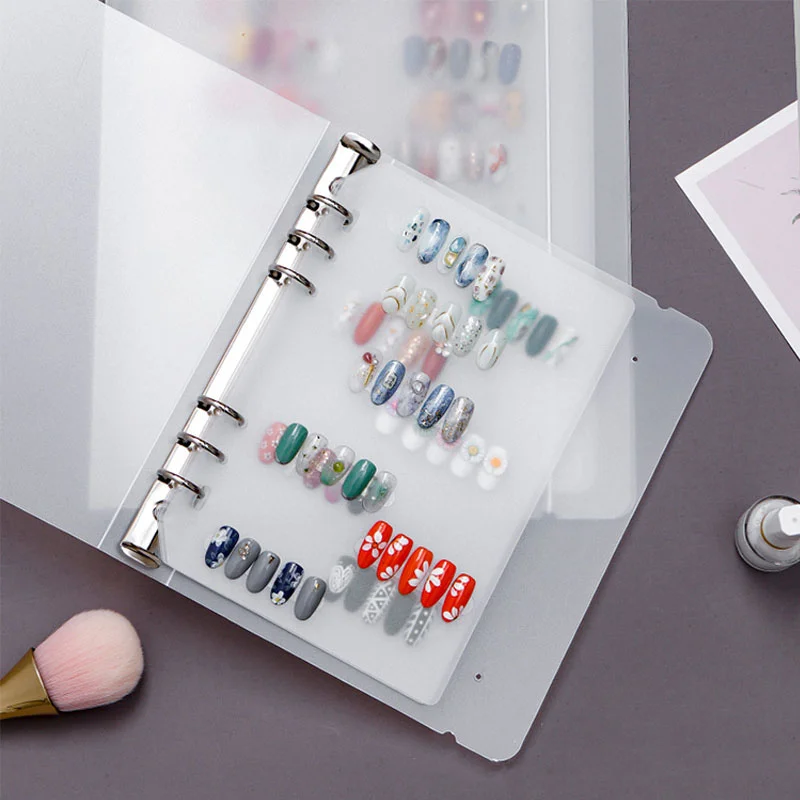 Nail Art Storage Booklet Frosted Cover Finished Nail Piece Storage Clip Display Board Salon Tools False Manicure Showing Shelf