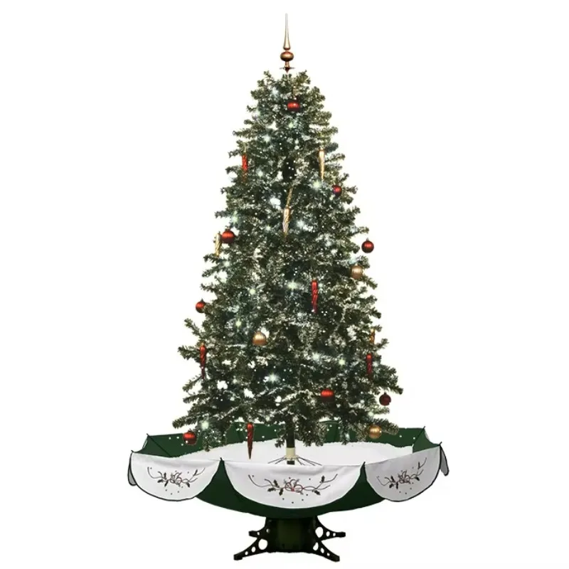 

1.9m Large Snowing Christmas Tree With Umbrella Base Music Lighting Snow Flocked Indoor Christmas Tree Mall Decoration