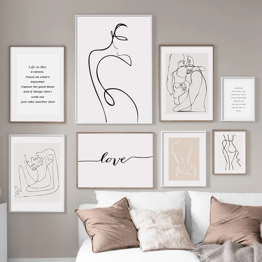 Curvy Line Slim Girl Love Quotes Abstract Wall Art Canvas Painting Nordic Posters And Prints Wall Pictures For Living Room Decor