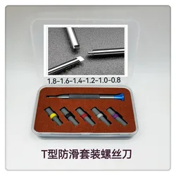 New Anti-Skip T Shape Watch Screwdriver Set 0.8-1.8mm Size for Rlx Ship With Box