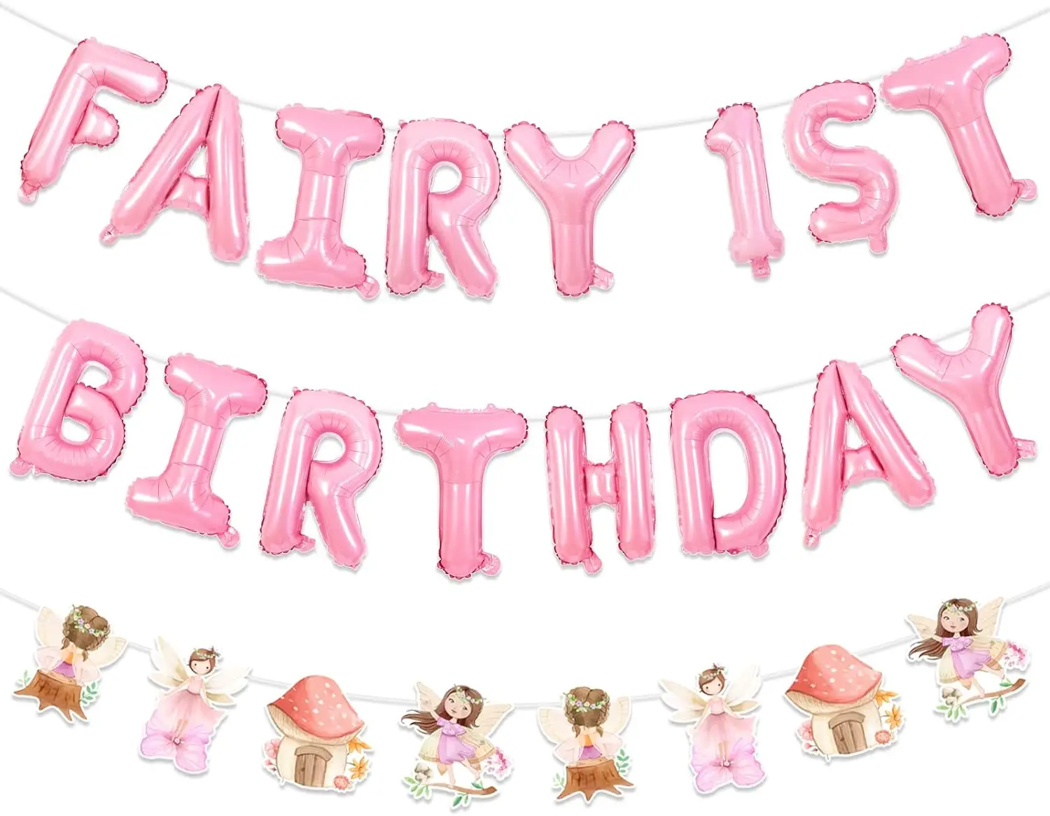 

Fairy First Birthday Decor Balloon Banner Fairy Hanging Garland Party Supplies Floral Fairy Garland for Girls 1st Birthday