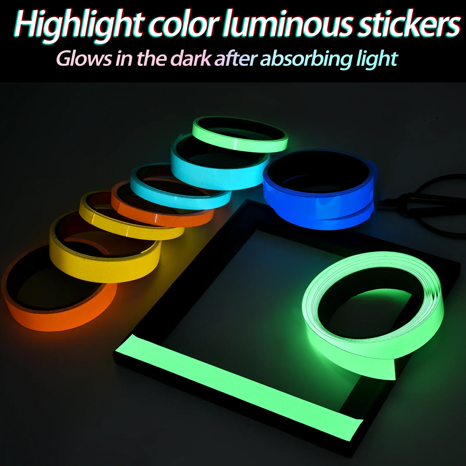 Luminous Fluorescent Night Self-Adhesive Glow In The Dark Sticker Tape Safety Security Home Decoration Warning Adhesive Tape image 3