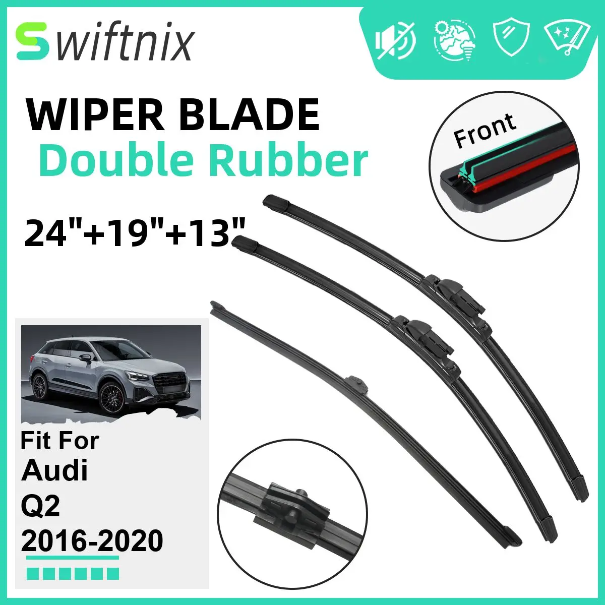 

Double Rubber Car Wiper Blades for Audi Q2 2016-2020 Front Windshield Wipers Rubber Car Accessories 2016 2017 2018 2019 2020