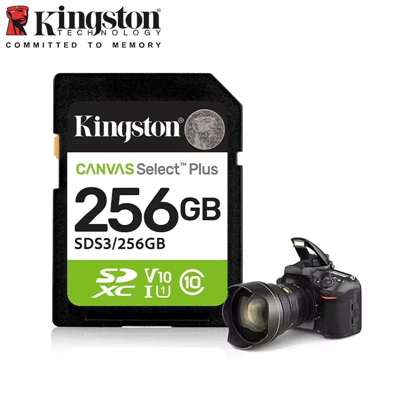 Kingston Canvas Select Plus SD Card 32GB 64GB 128GB 256GB Memory Card Up to 100MB/s read SDS2 Flash Card C10 for Camera