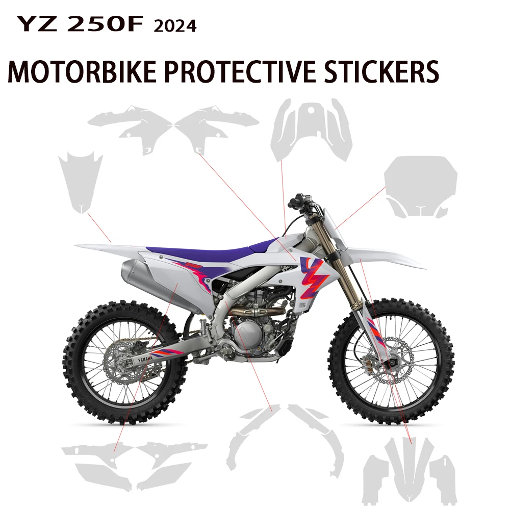 Motorcycle YZ250F PPF 2024  For Yamaha YZ 250F Paint Protection Flim Anti-scratch TPU Windshield Protective