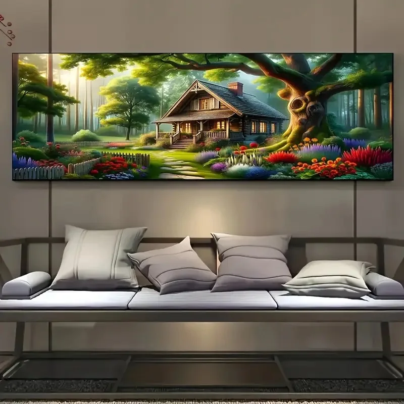 

Большой размер лесной дом дерево алмазная мозаика 5D DIY алмазная живопись, полная квадратная круглая, кабинский дорожный пейзаж, алмазная вышивка