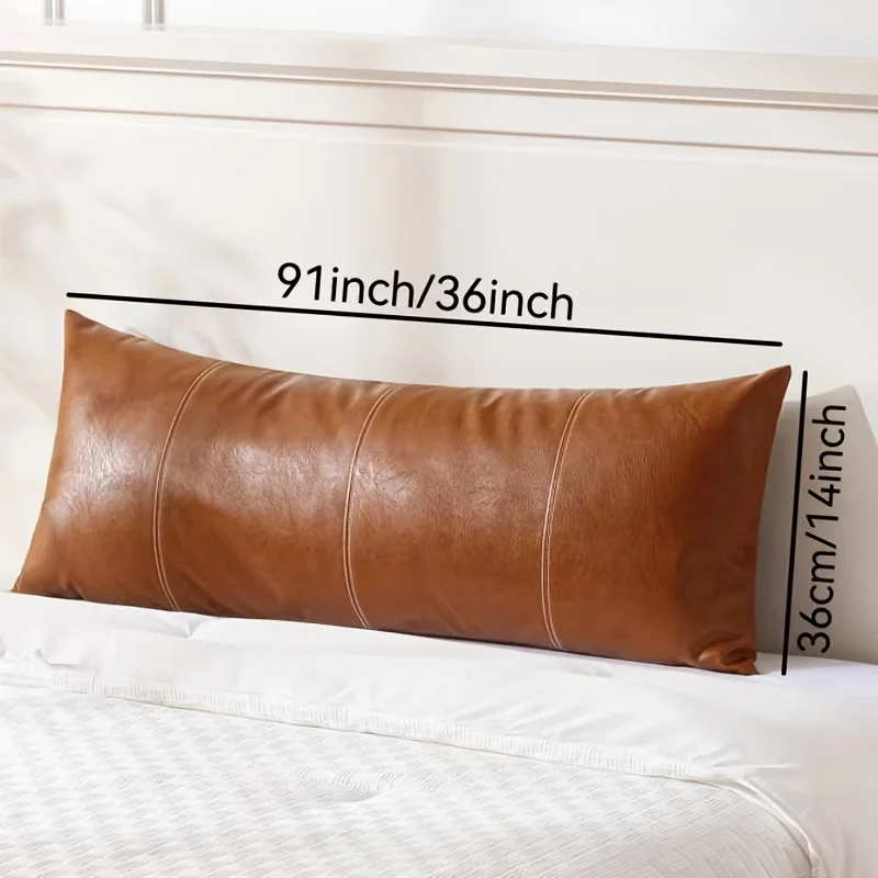 1pc Lengthened Thickened zipper style Faux Leather Throw Pillow Covers Outdoor Modern Farmhouse Solid Decorative Pillow Covers