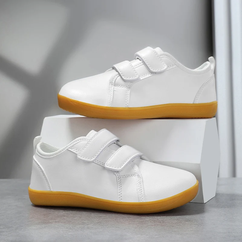 

Kids Little/Big/Kid Wide Toe Minimalist Sneakers Lightweight Hook Loop Artificial Leather Shoes Tenis Para Niño Barefoot Shoes