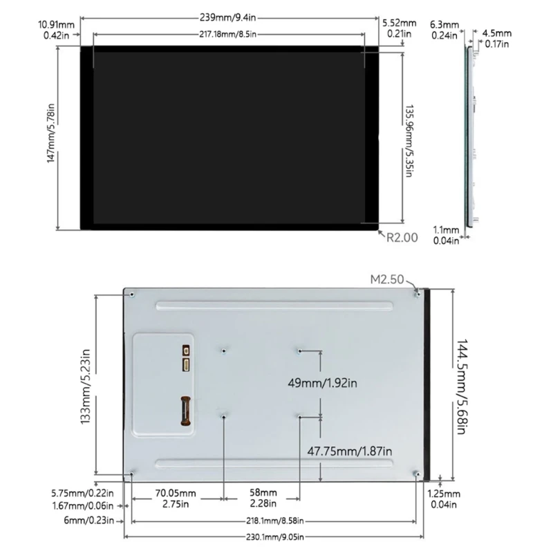 Schermo LCD IPS da 10,1 pollici 800x1280 per ESP32P4 per N2UB verticale o orizzontale