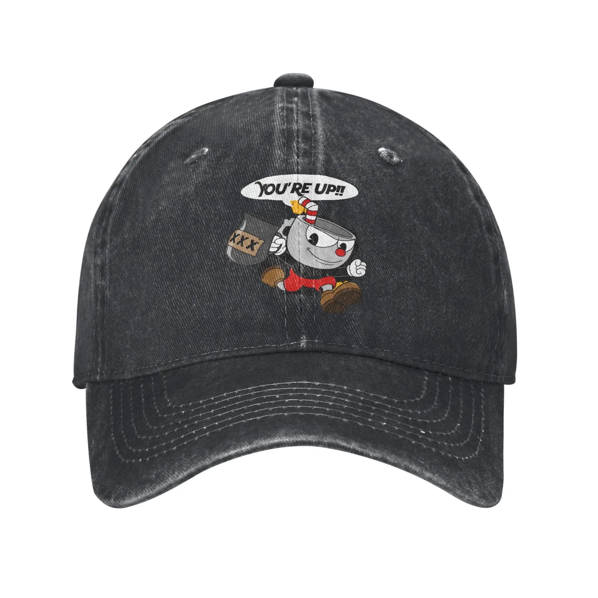 Custom Punk Cupheads Cartoon Cowboy Hat Men Women Adjustable Mugmans Game Dad Hat Sports