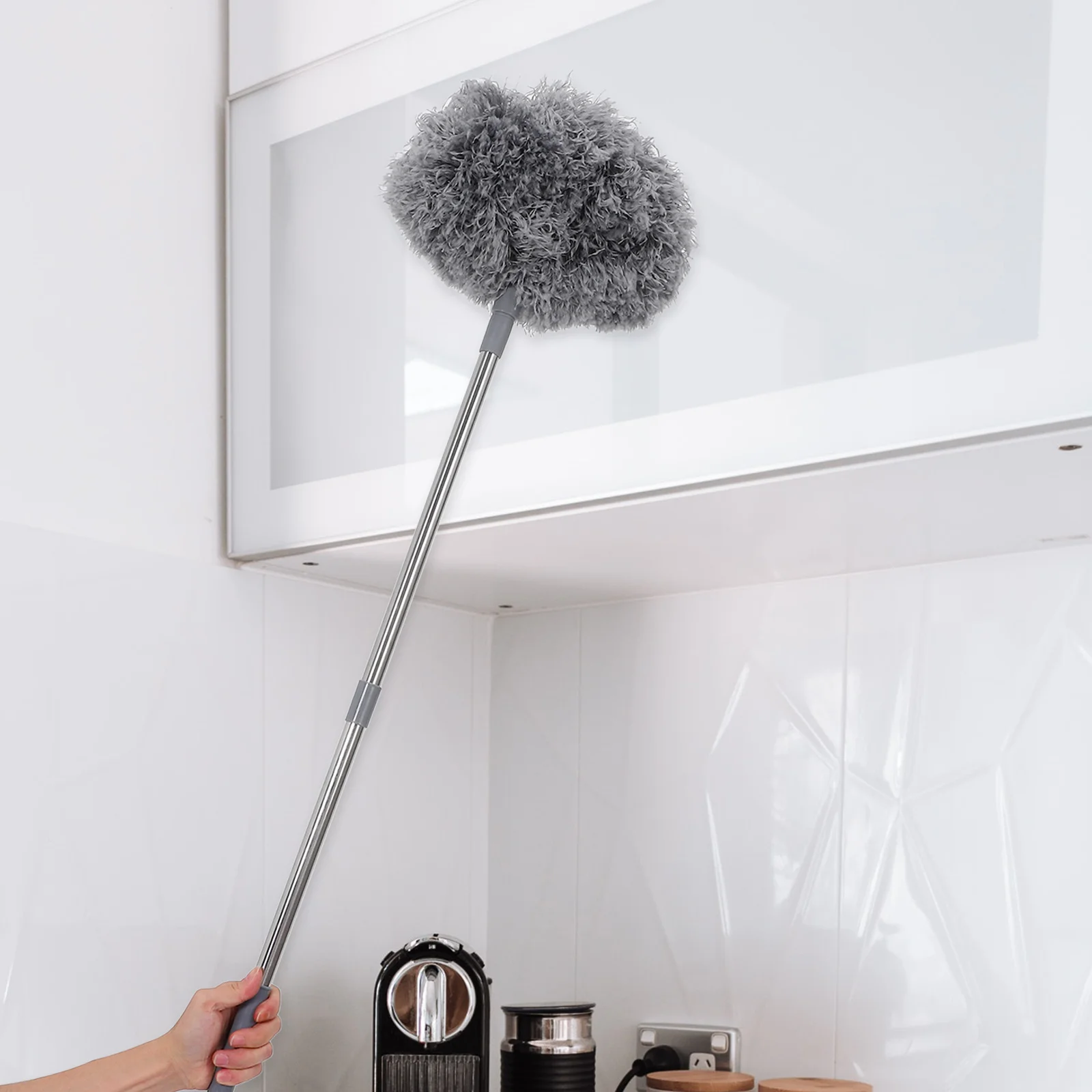 

Long Handle Cobweb Duster Detachable Fan Duster Ceiling High Reach Lightweight Abs Stainless Dust Remover For Home