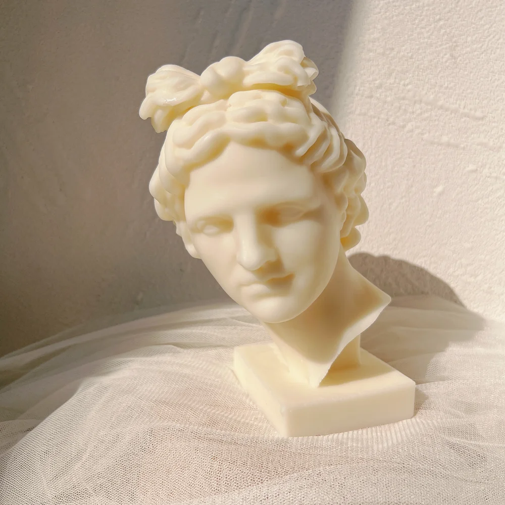 Bust God Apollo Candle Mold Greek Sculpture Roman Statue Wax Silicone Mould Antique Male Man Art