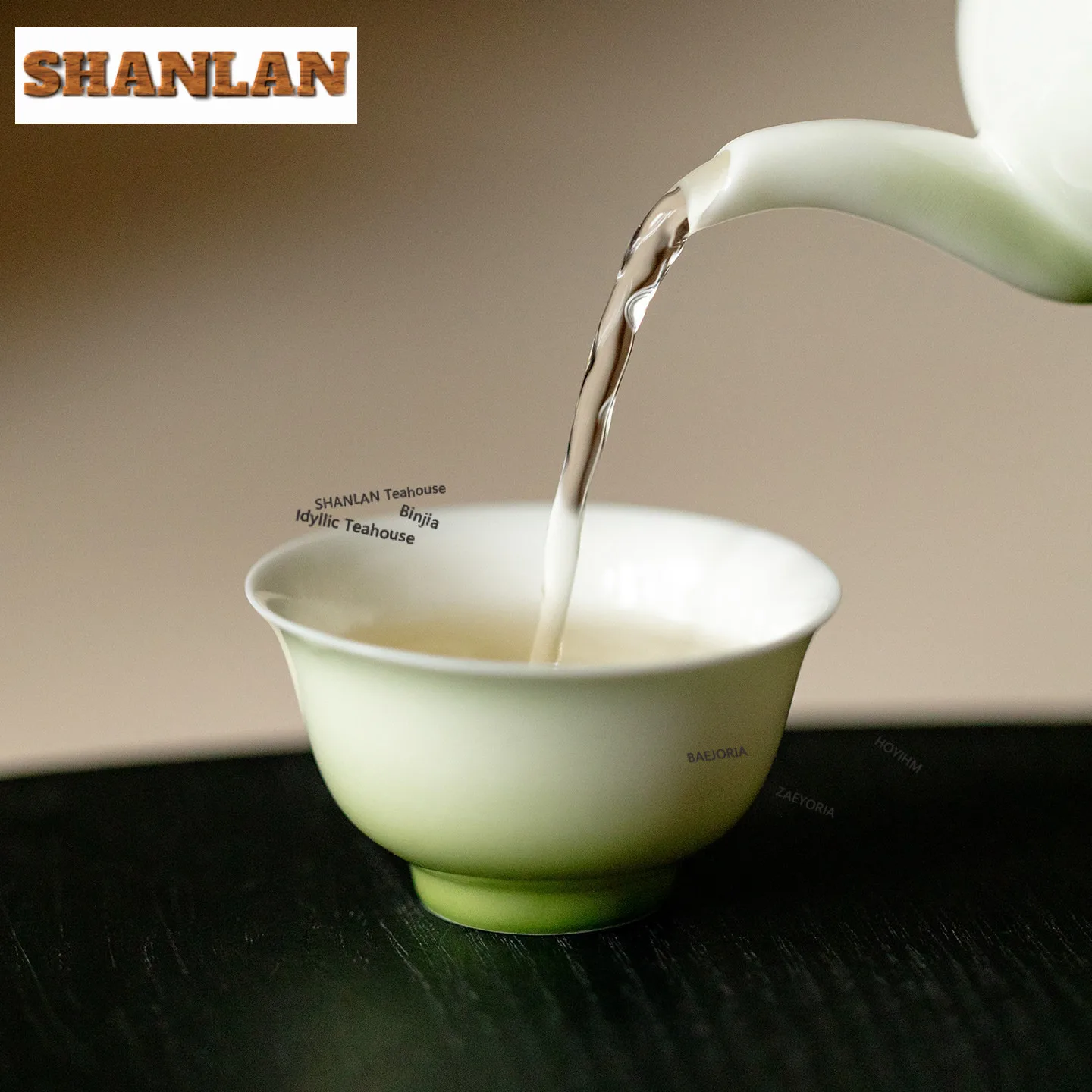 2pc/lot Gradient Green Round-edged Teacup Antique Tea Bowl Cup For Tea Tea-tasting Smelling Cup Chazhan Master Cups Cha 40ml