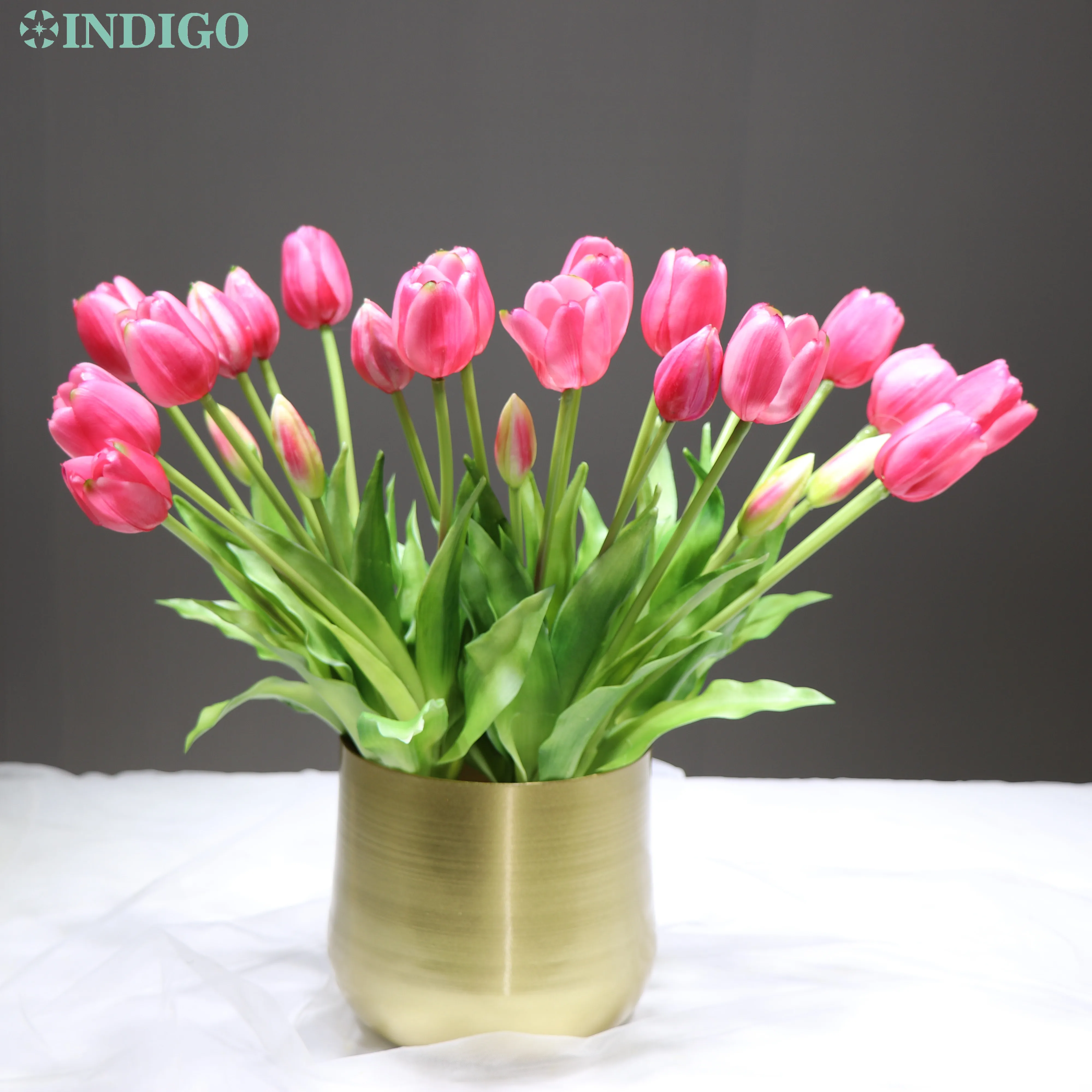 INDIGO-Silicone Tulip with Bud Bouquet, 40CM Artificial Flower, Real Touch, High Quality, Wedding Table Decoration, 25PCS