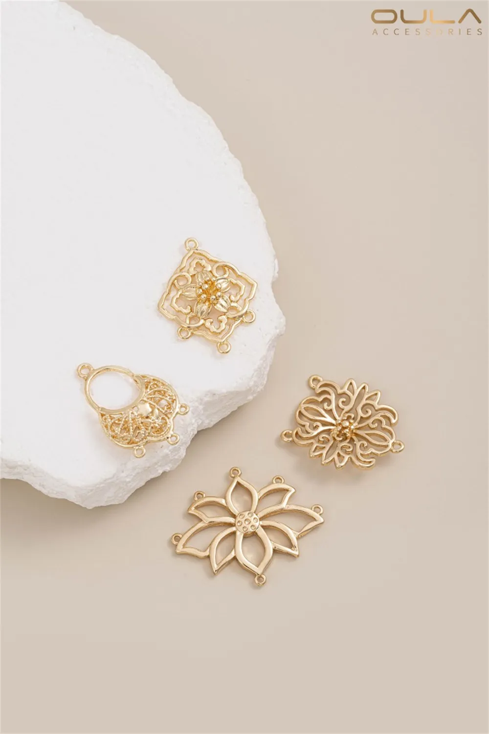

1PCS 14K Gold-plated Cast Copper with Real Gold, Diy Ancient-style Tassels and Multi-hole Connection Accessories